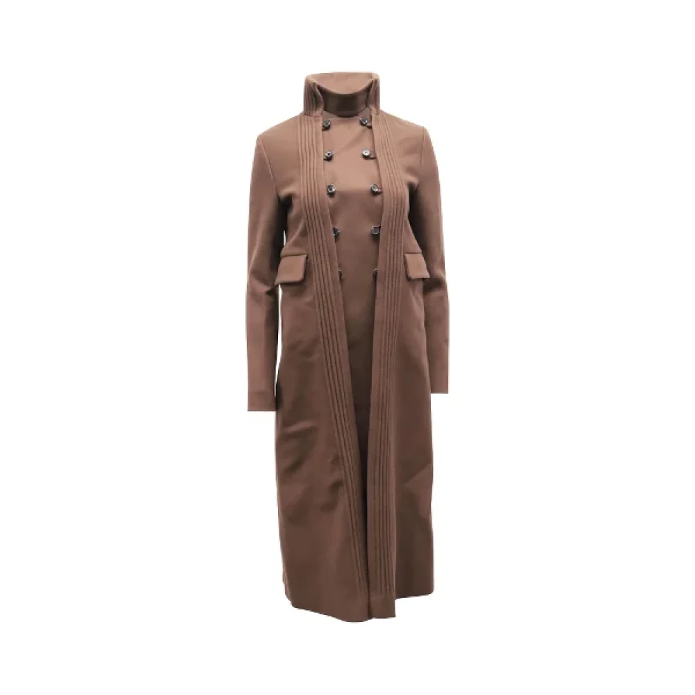 Valentino Vintage Pre-owned Wool outerwear Brown Dames