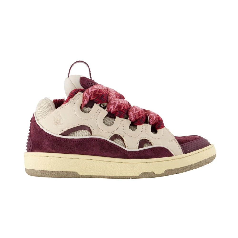 Lanvin Women's Multicolor Beige/Bordeau Synthetic Curb Trainers