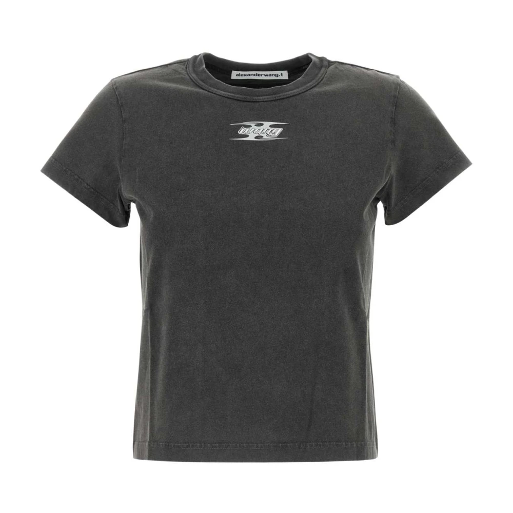 T By Alexander Wang Women's Gray Logo Graphic T-Shirt - T-Shirts - S - Tops