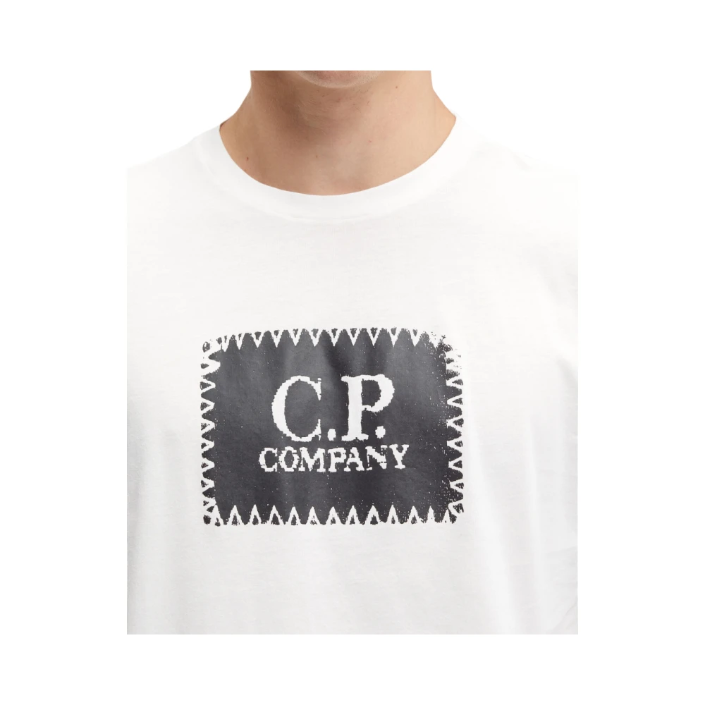 C.P. Company Wit Katoenen Jersey Label T-shirt White Heren