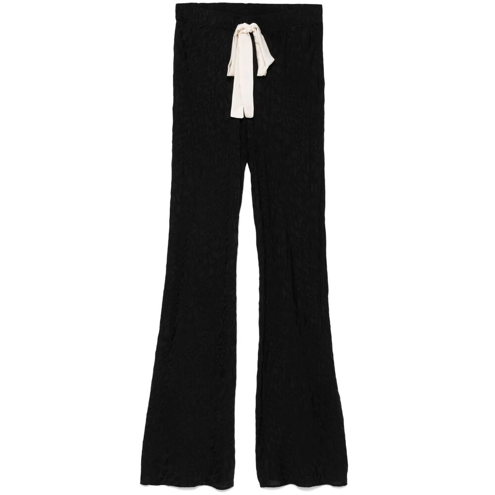 Siedrés Zwarte Jacquard Strik Detail Rechte Pijp Broek Black Dames