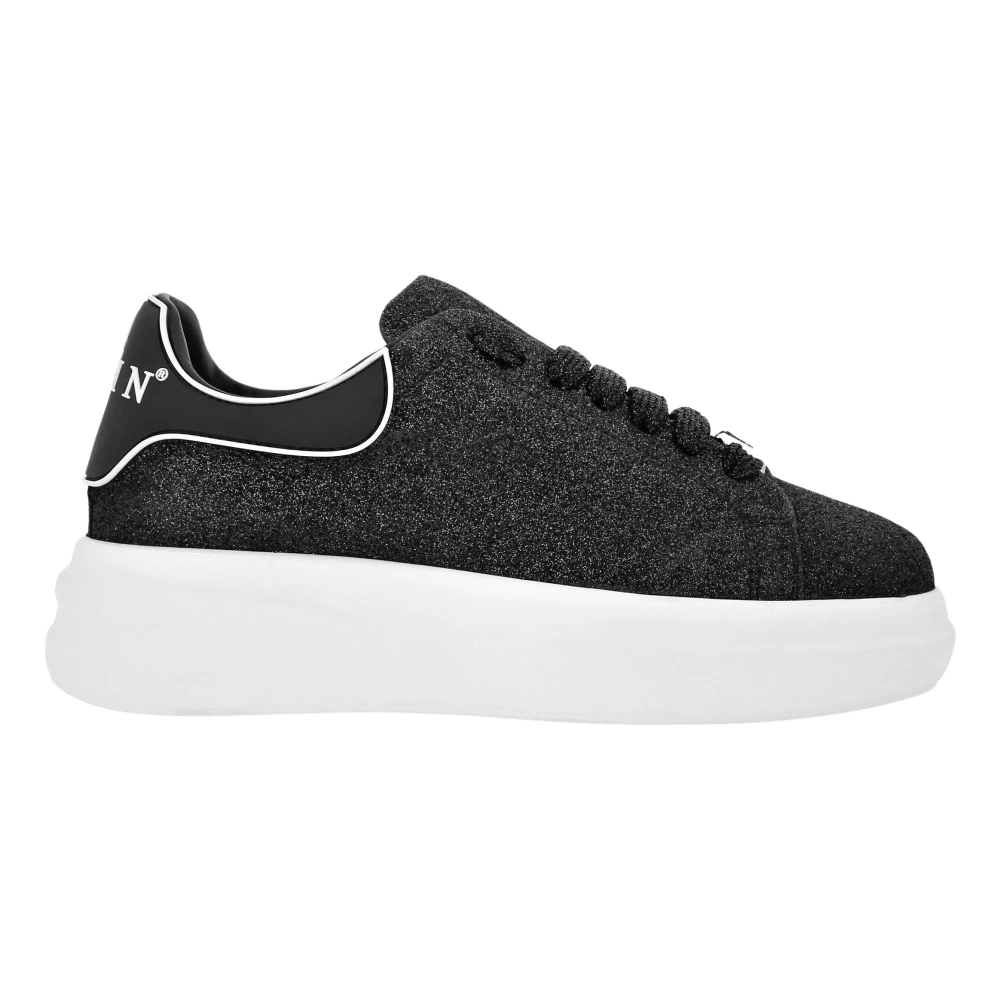 Philipp Plein Glitter Low Top Sneakers Dames Schoenen Zwart