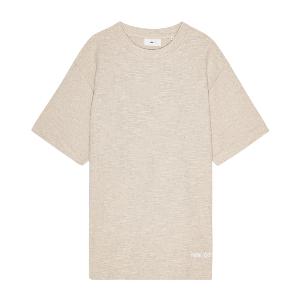 Nn07 Ecru Bouclé Borduurlogo T-shirt Beige Heren