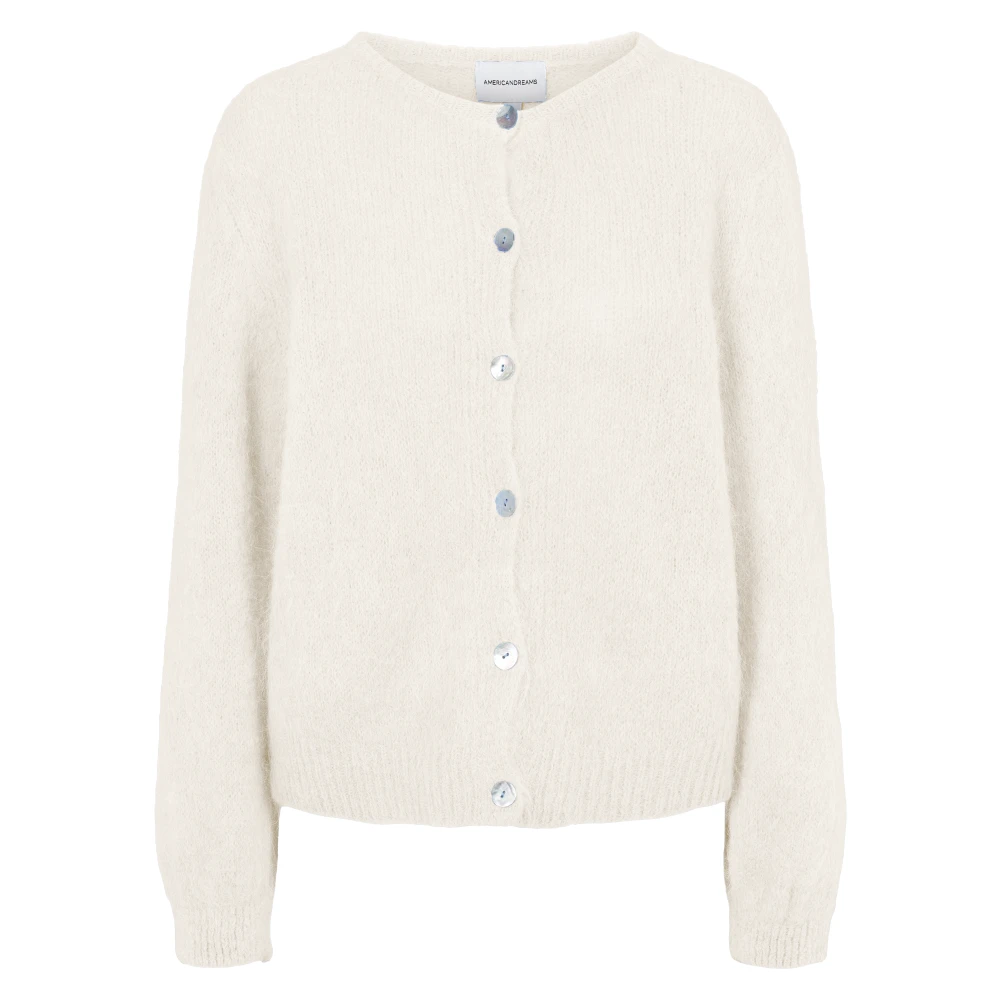 American Dreams Zachte Alpaca Cardigan met Knopen White Dames