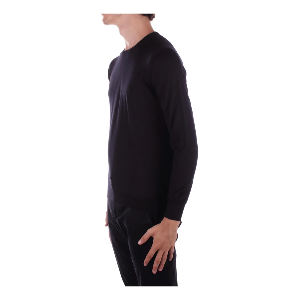 Tagliatore Zwarte Trui Zijde Wol Mix Black Heren