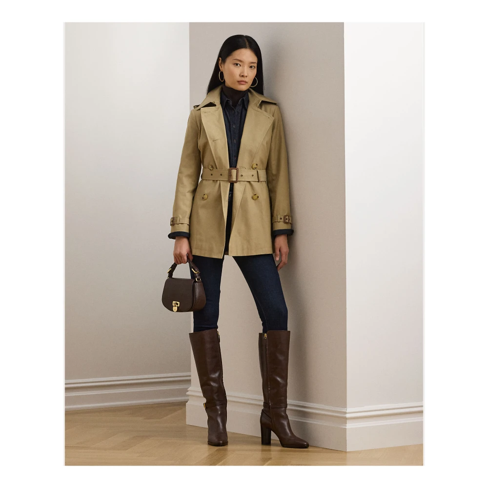Ralph Lauren Beige Dubbel Breasted Katoenmix Trenchcoat Buitenkleding Beige Dames