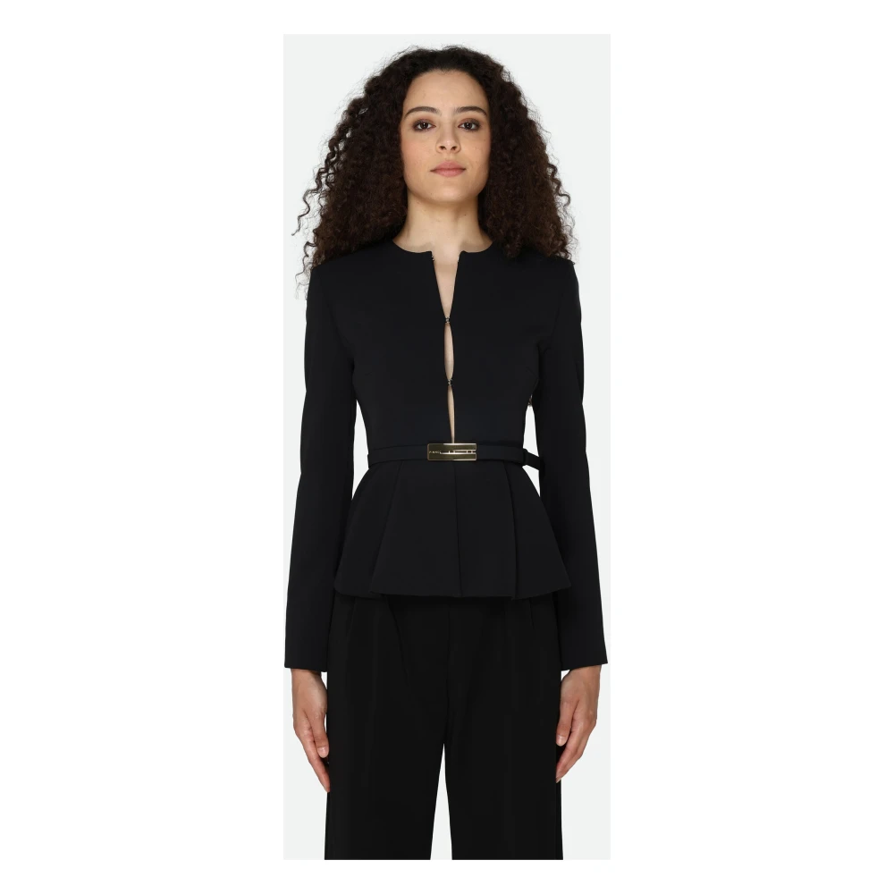 pinko Zwarte Jas met Afneembare Riem Black Dames