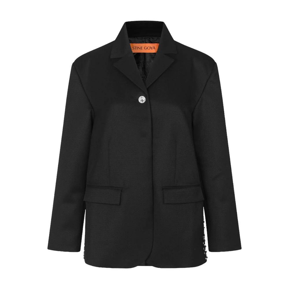Stine Goya Black Blazers, Female, Xs, Crystal Embellished Twill Blazer