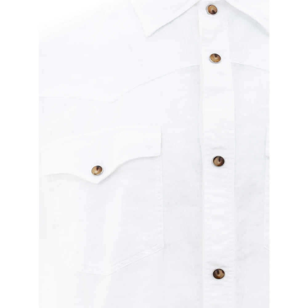 Gran Sasso Witte Linnen Overhemd White Heren