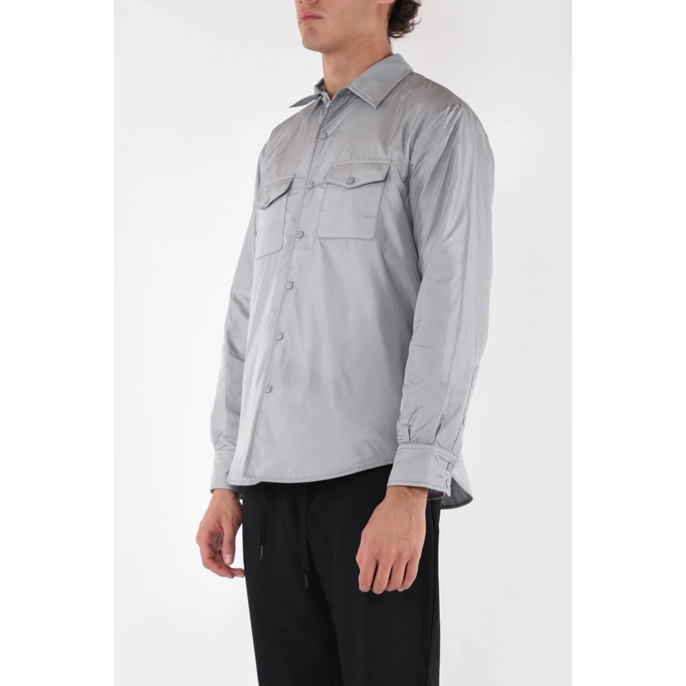 Aspesi Nylon Overhemd met Voorkant Drukknoopjes Gray Heren