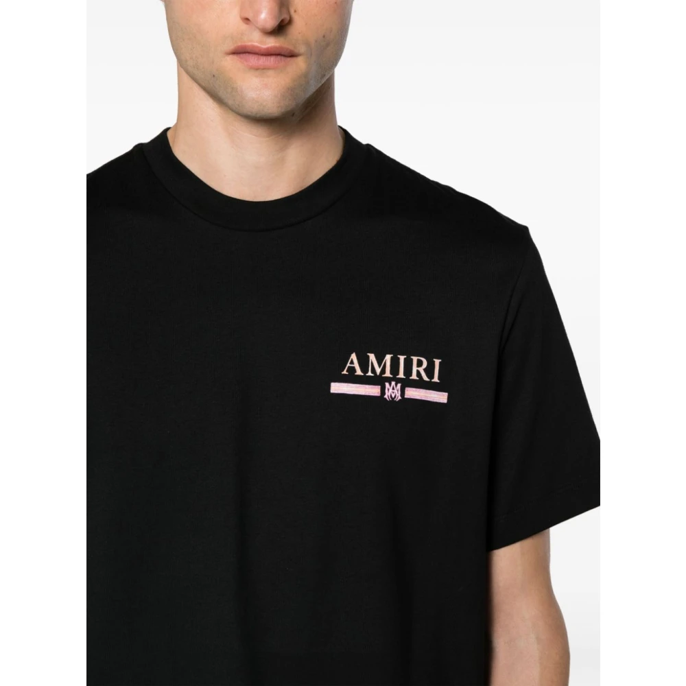 Amiri Zwart Watercolor Bar Logo T-shirt Black Heren