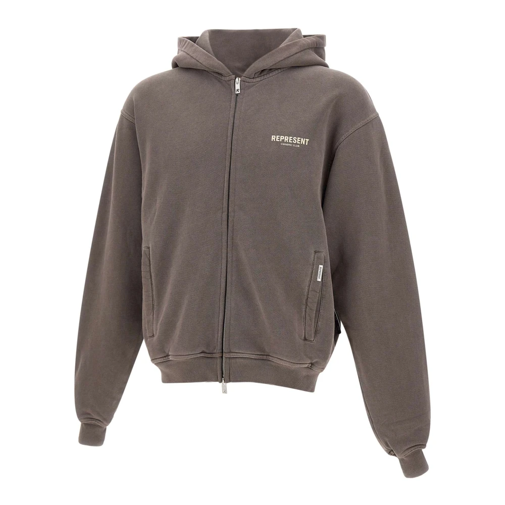 Represent Club Katoenen Sweatshirt Grijs Hoodie Rits Gray Heren