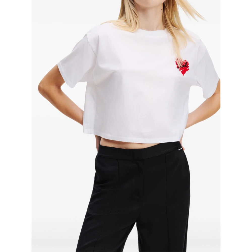 Karl Lagerfeld WIT Hart Logo T-Shirt White Dames