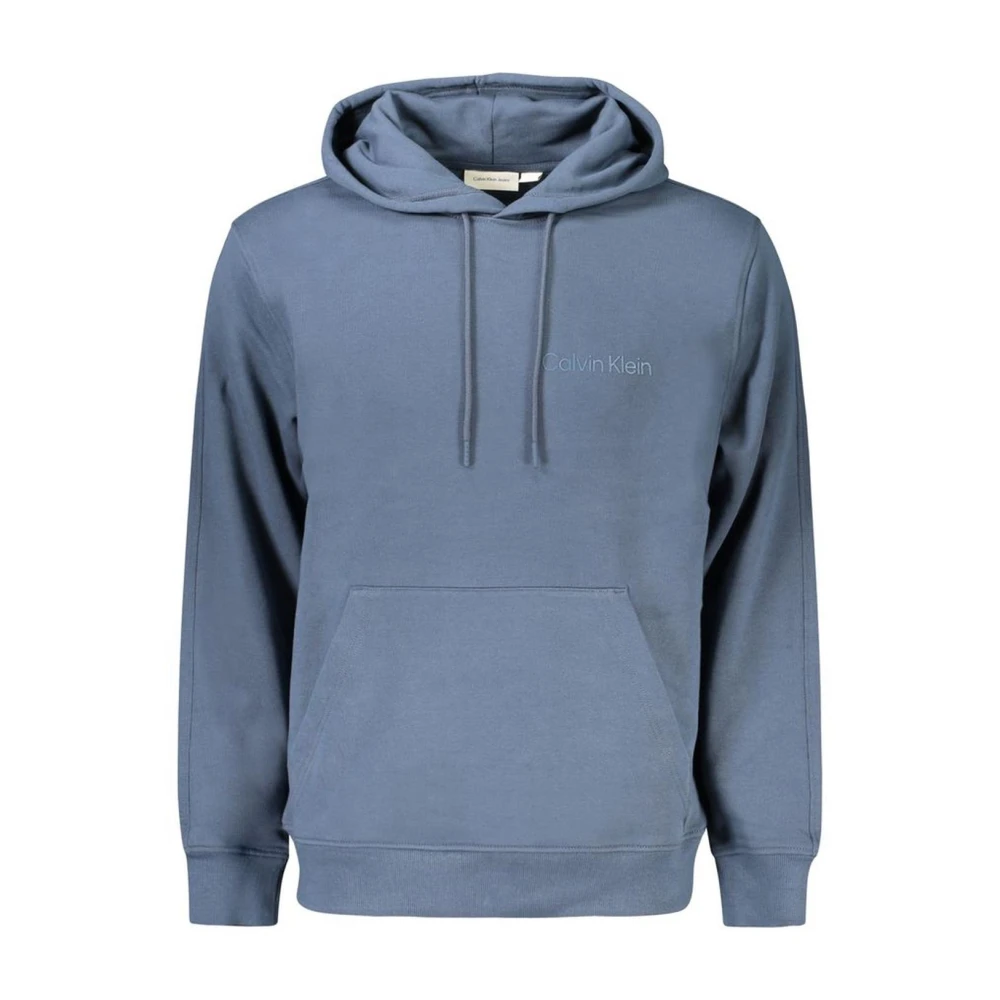 Calvin Klein Blauwe Katoenen Gebreide Trui met Geribbelde Details Blue Heren