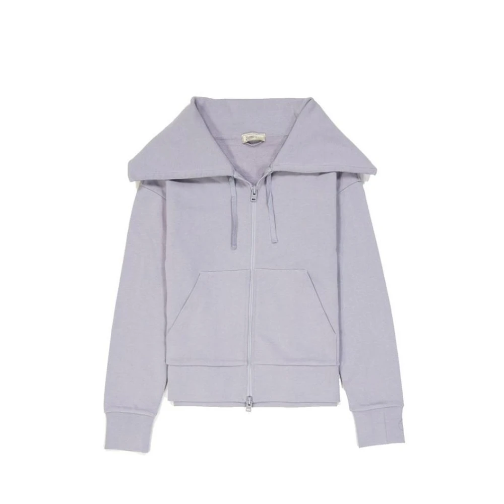 Herno Women's Purple Cotton Cardigan With Shawl Collar And Embroidered Logo