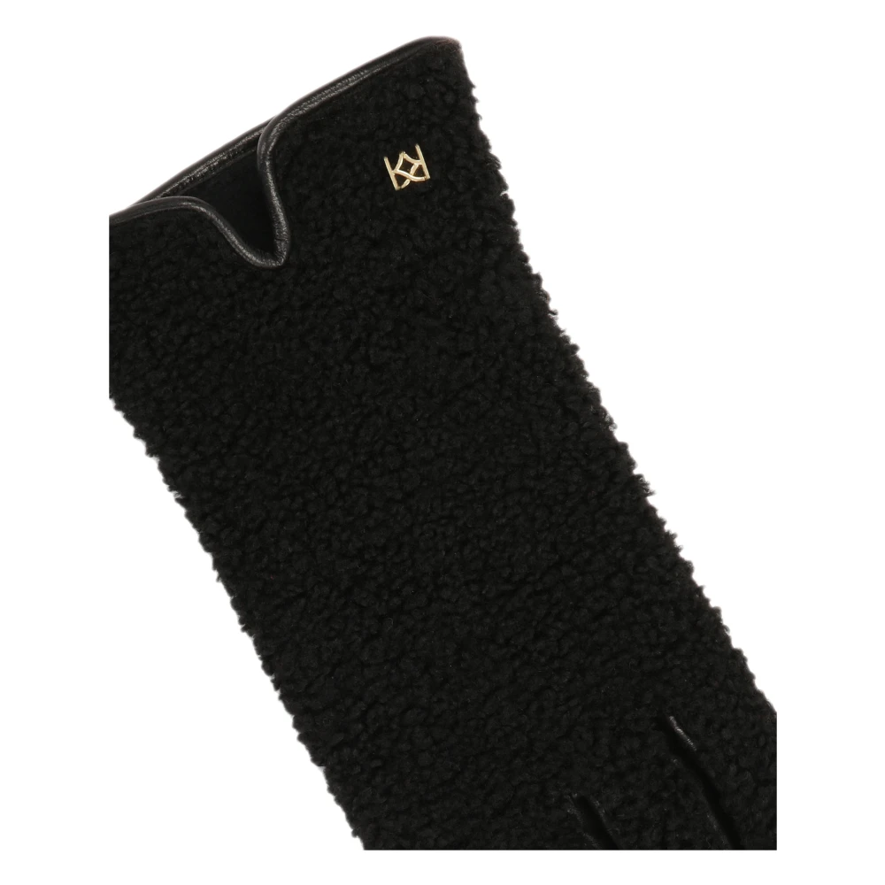 Kazar Zwarte handschoenen gemaakt van leer en imitatie lamsvacht Black Dames