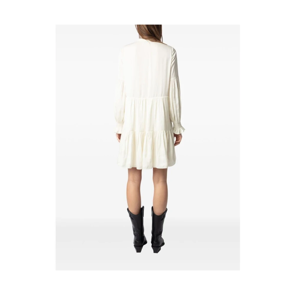 Zadig & Voltaire Ruffle Hem Drop Shoulder Jurk White Dames