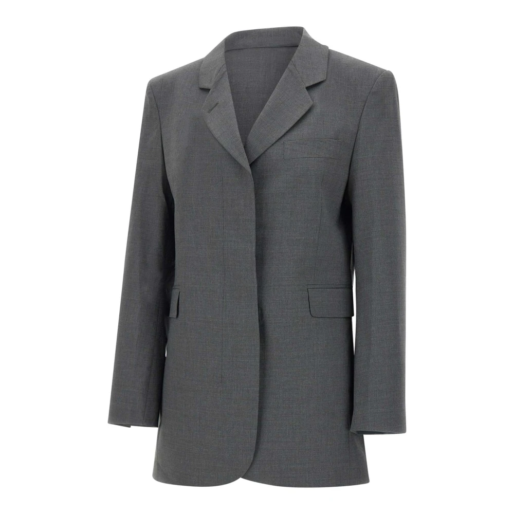 Remain Birger Christensen Grijze Wol Boxy Blazer Jas Gray Dames