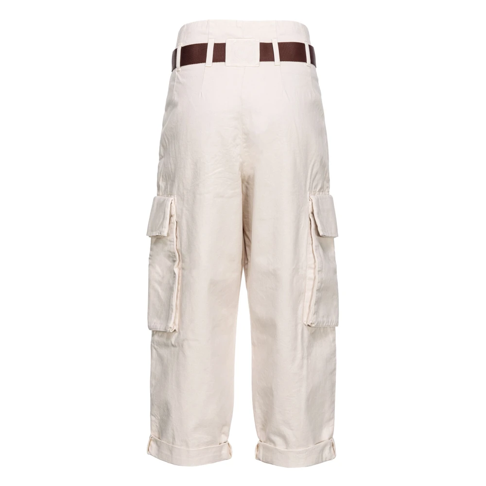 pinko Geverfde Pantalone in Wit Latte White Dames