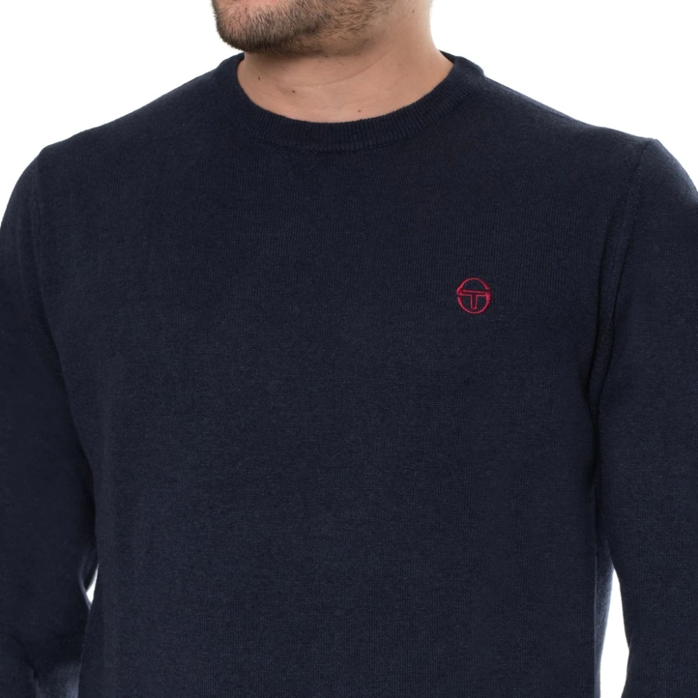 Sergio Tacchini Ronde Hals Wolmix Trui met Logo Blue Heren