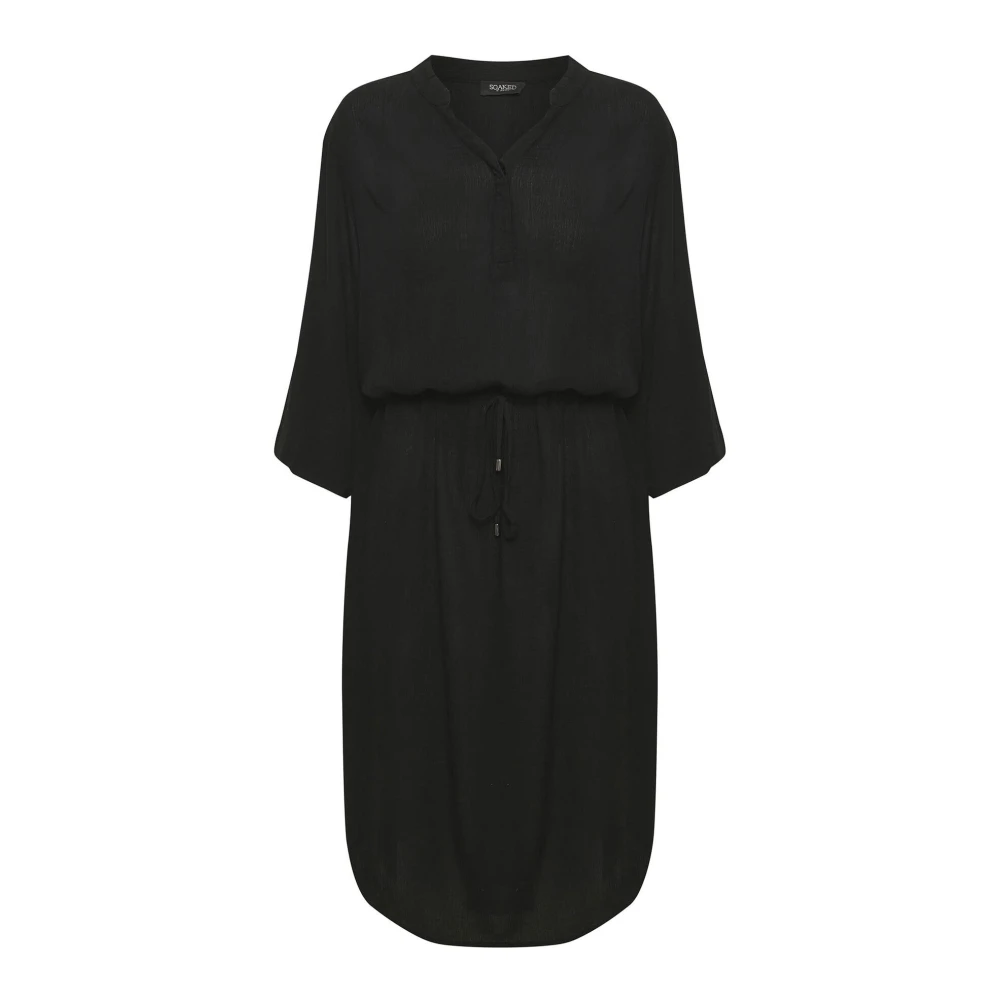 Soaked In Luxury Black Dress With 3/4 Sleeves - Female - Midi Dresses - M - Dresses