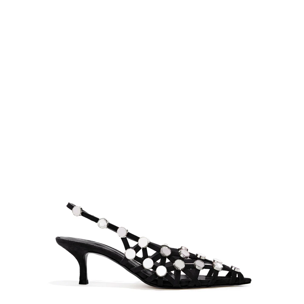 The Attico Black Pumps, Female, 4 Uk, Suede Grid Slingback Shoes
