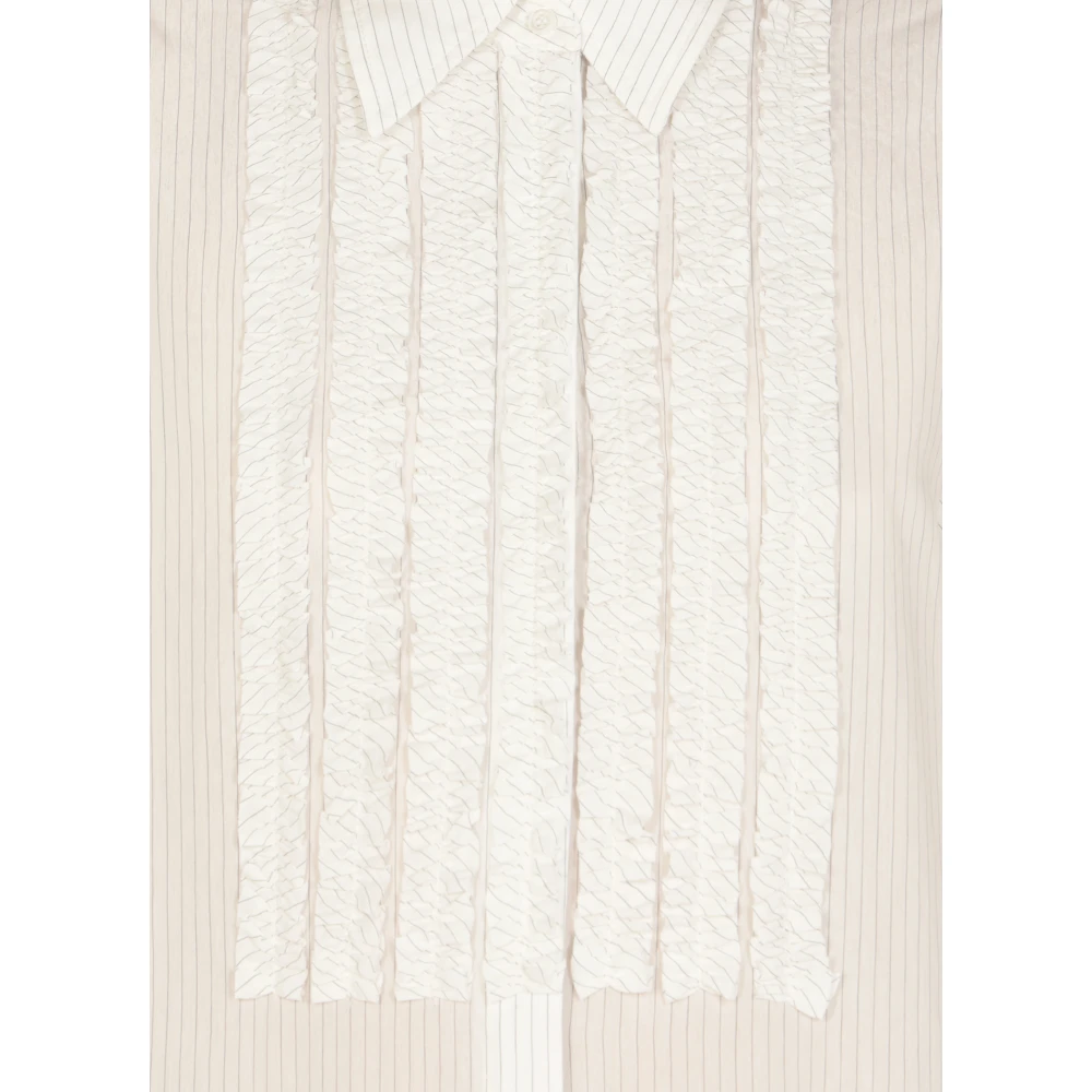 pinko Gestreepte Viscose Shirt met Kraag White Dames
