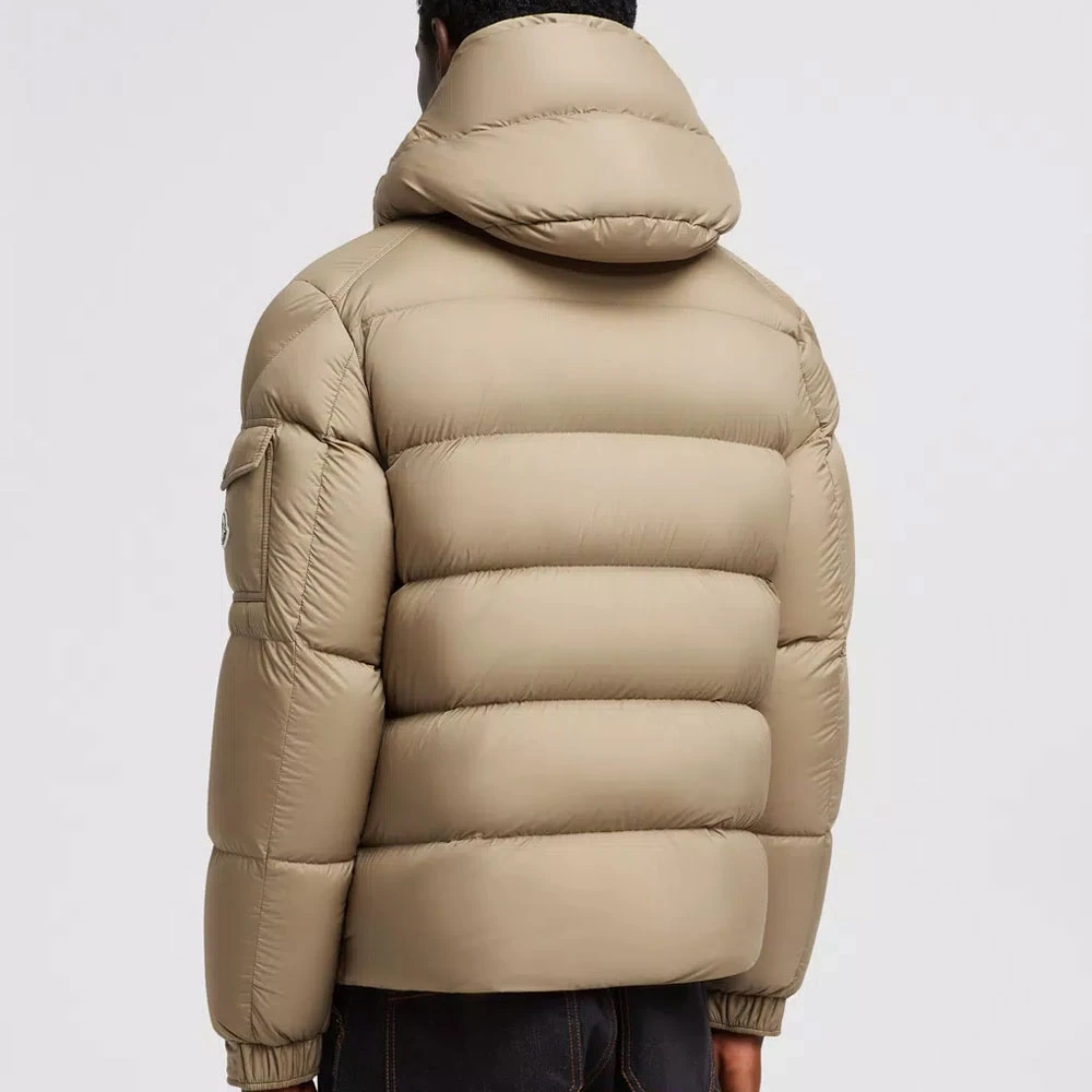Moncler Korte donsjas met afneembare capuchon Brown Heren
