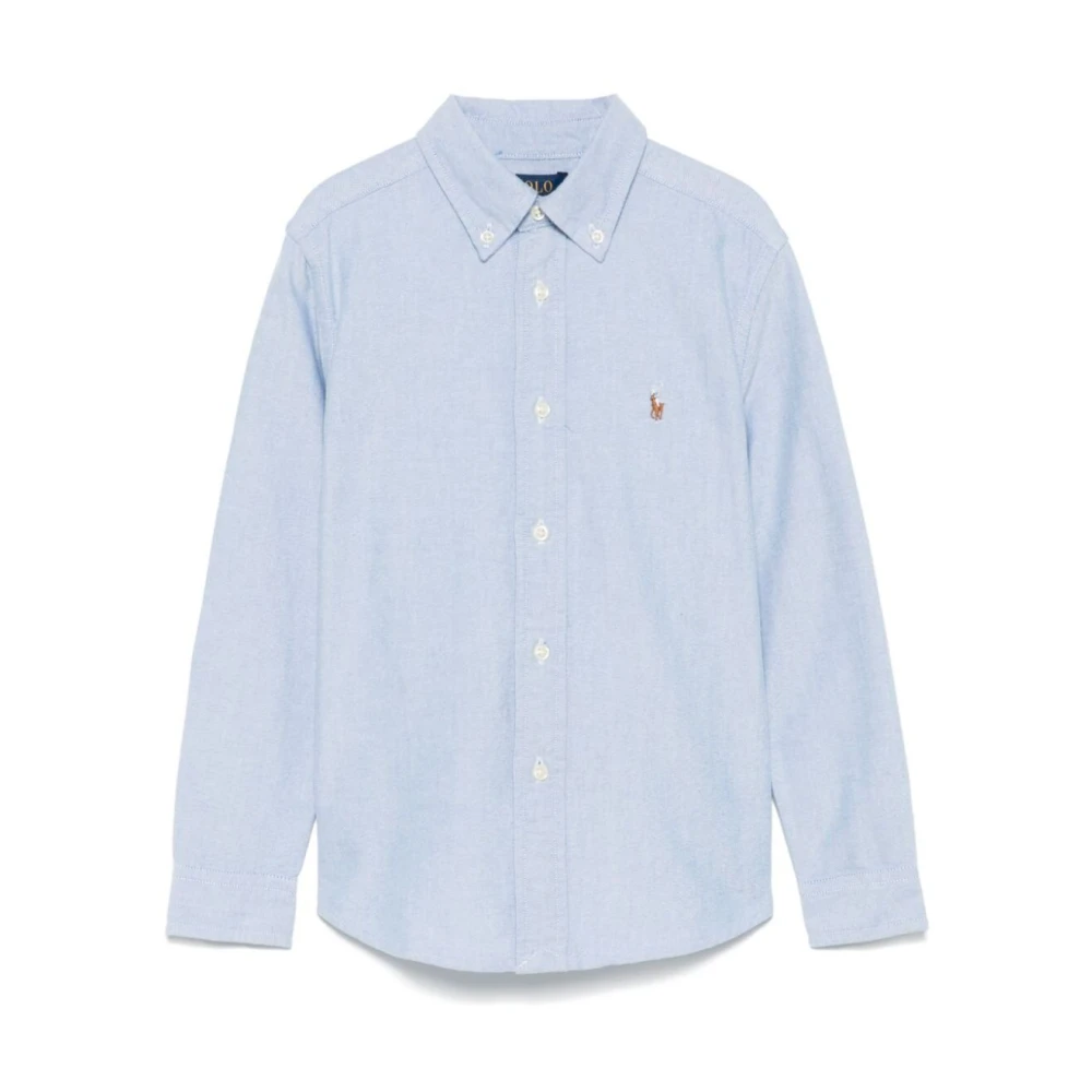 Polo Ralph Lauren Blue Cotton Shirt With Pony Logo - Male - Kids Shirts - 4 Y - Kids