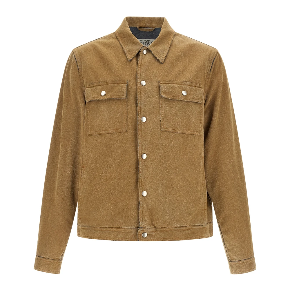 Mm6 Maison Margiela Men's Beige Trucker Denim Jacket