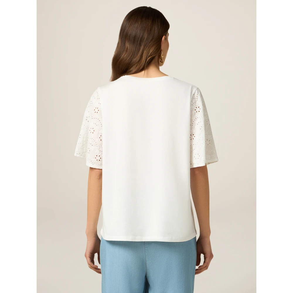 Oltre Kanten Mouw T-shirt White Dames