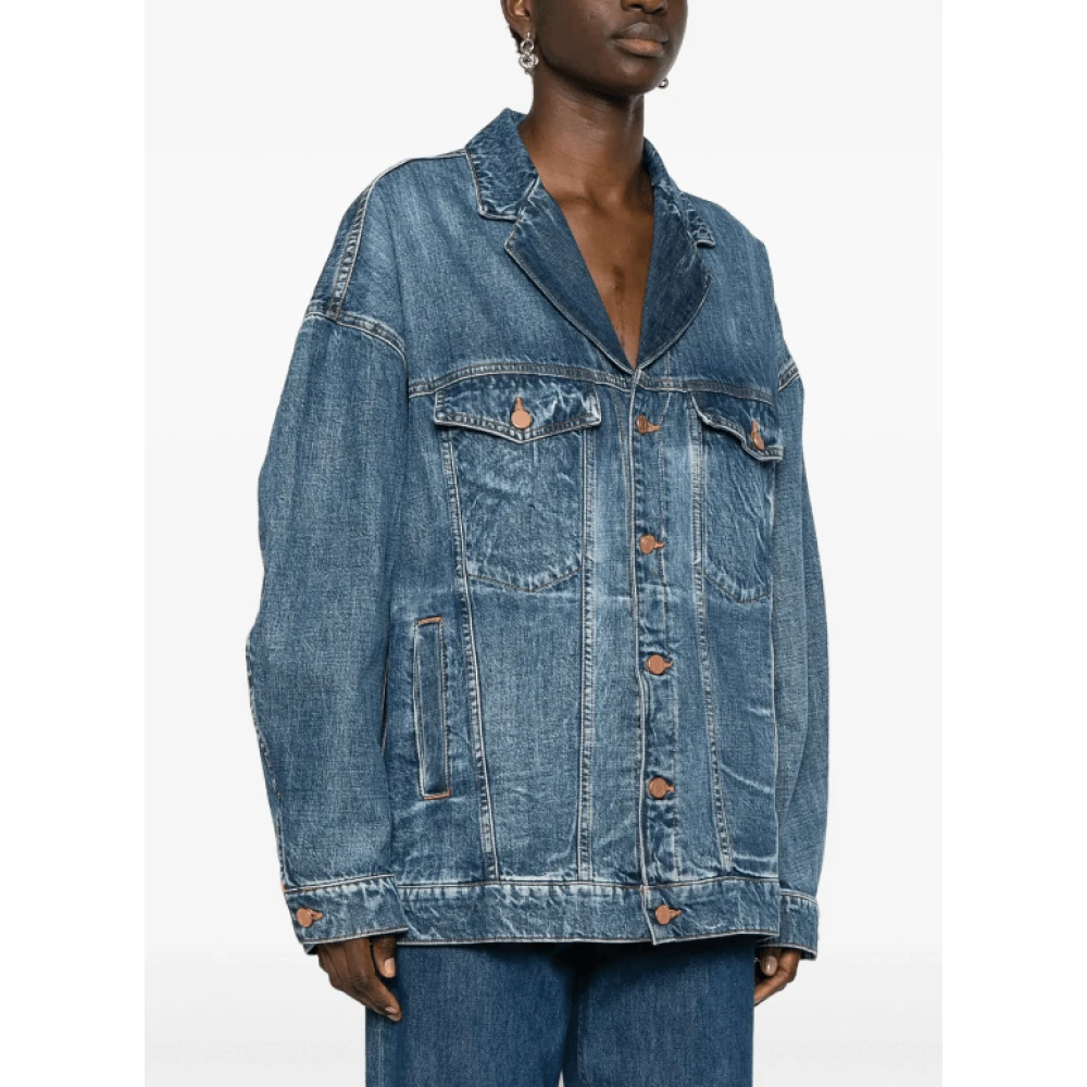 3X1 Indigo Denim Jack met Notched Revers Blue Dames