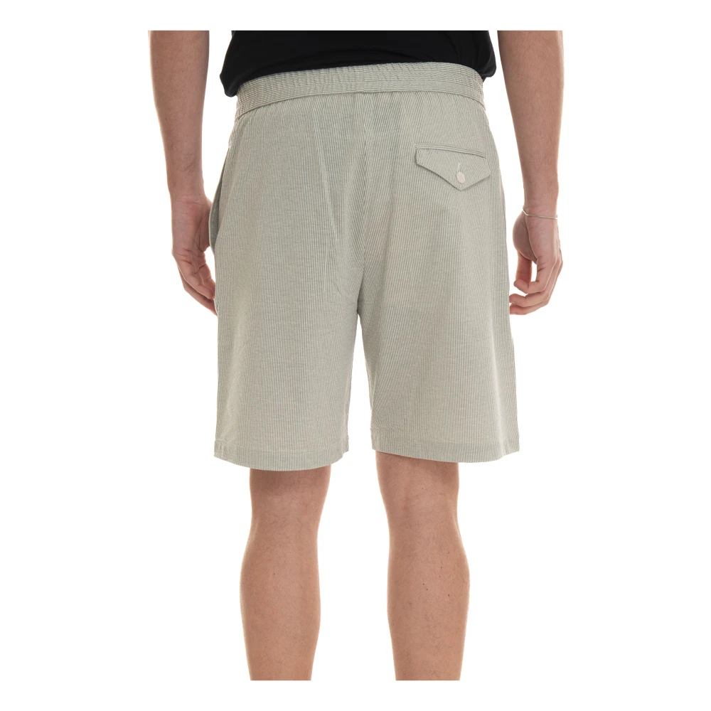 Hindustrie Gestreepte Bermuda Shorts Elastische Taille Jogging Stijl Green Heren