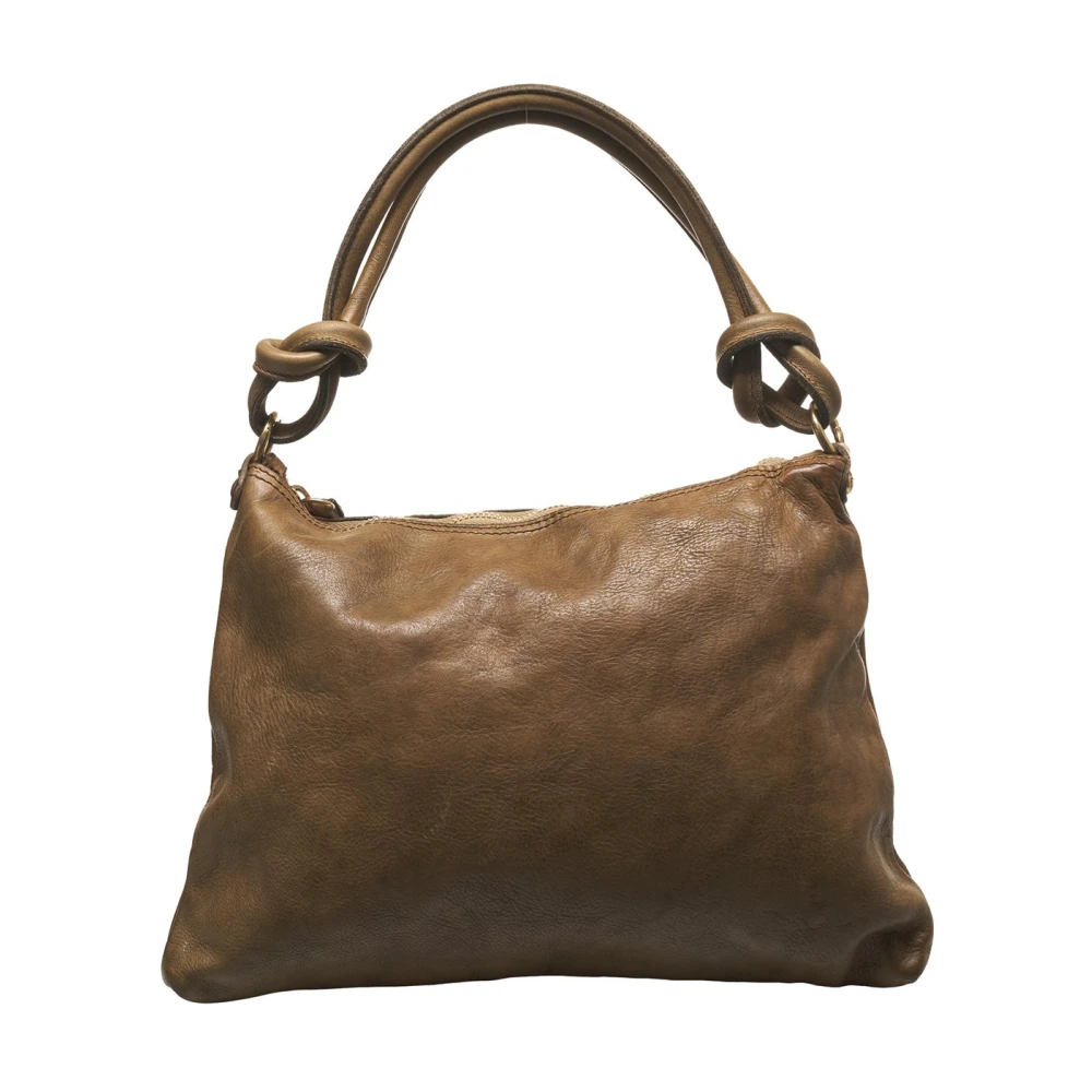 Campomaggi Leren Schoudertas Olijf Green Dames