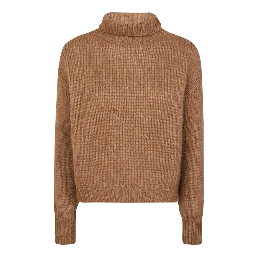 Roberto Collina Bordeaux Alpaca Sweater Dolcevita Style Brown Dames