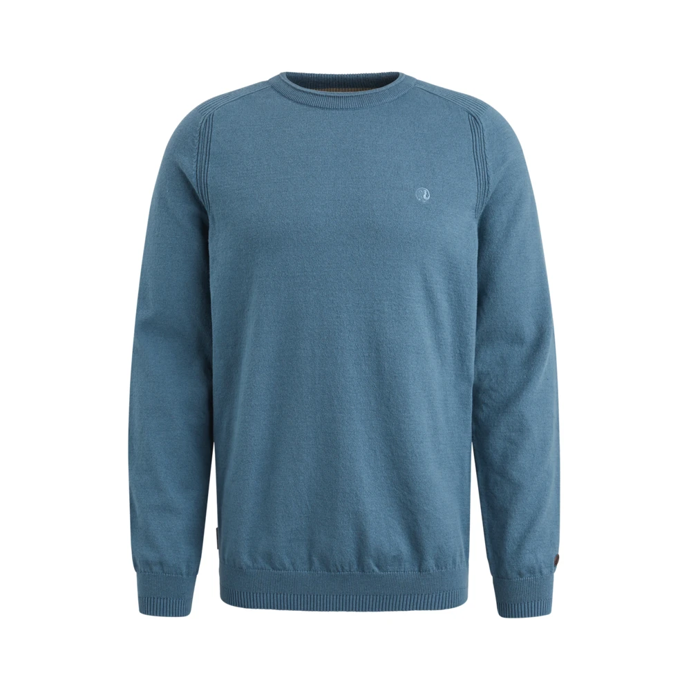 Cast Iron Katoen Stretch Crewneck Sweater Blue Heren