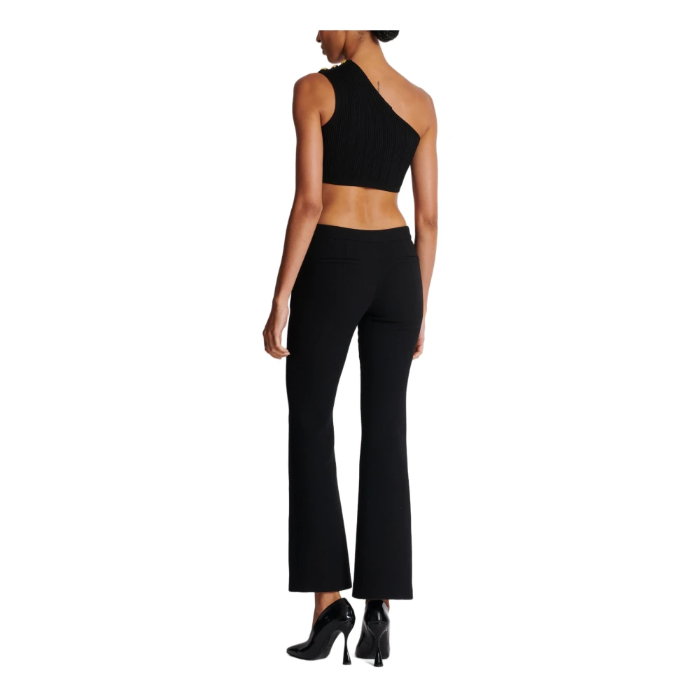 Balmain Dubbele Crepe Uitlopende Broek Black Dames