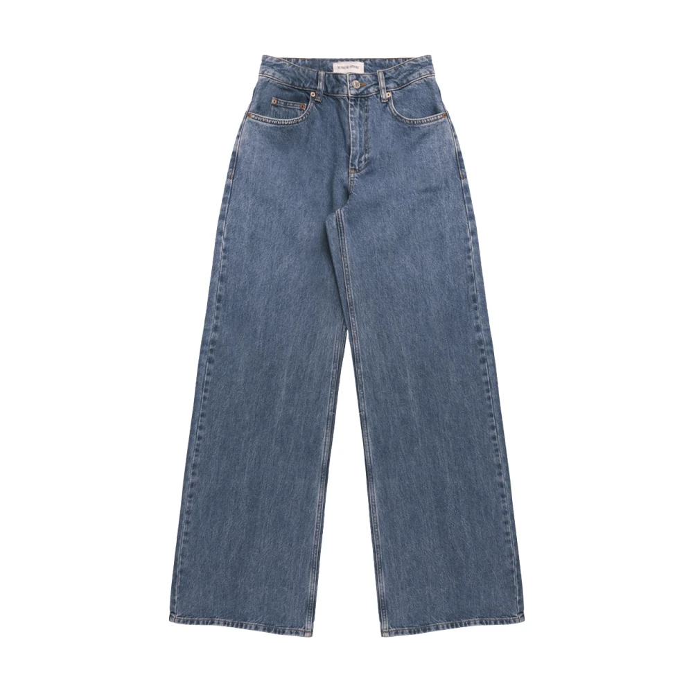 Marine Serre Blue Wide Jeans, Female, L, Moon Laser High-Waist Flare Jeans