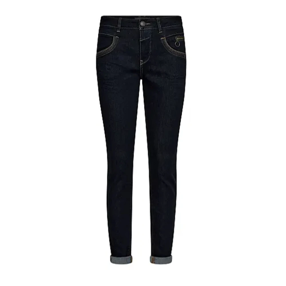 MOS MOSH Geborduurde Rinse Jeans Donkerblauw Blue Dames