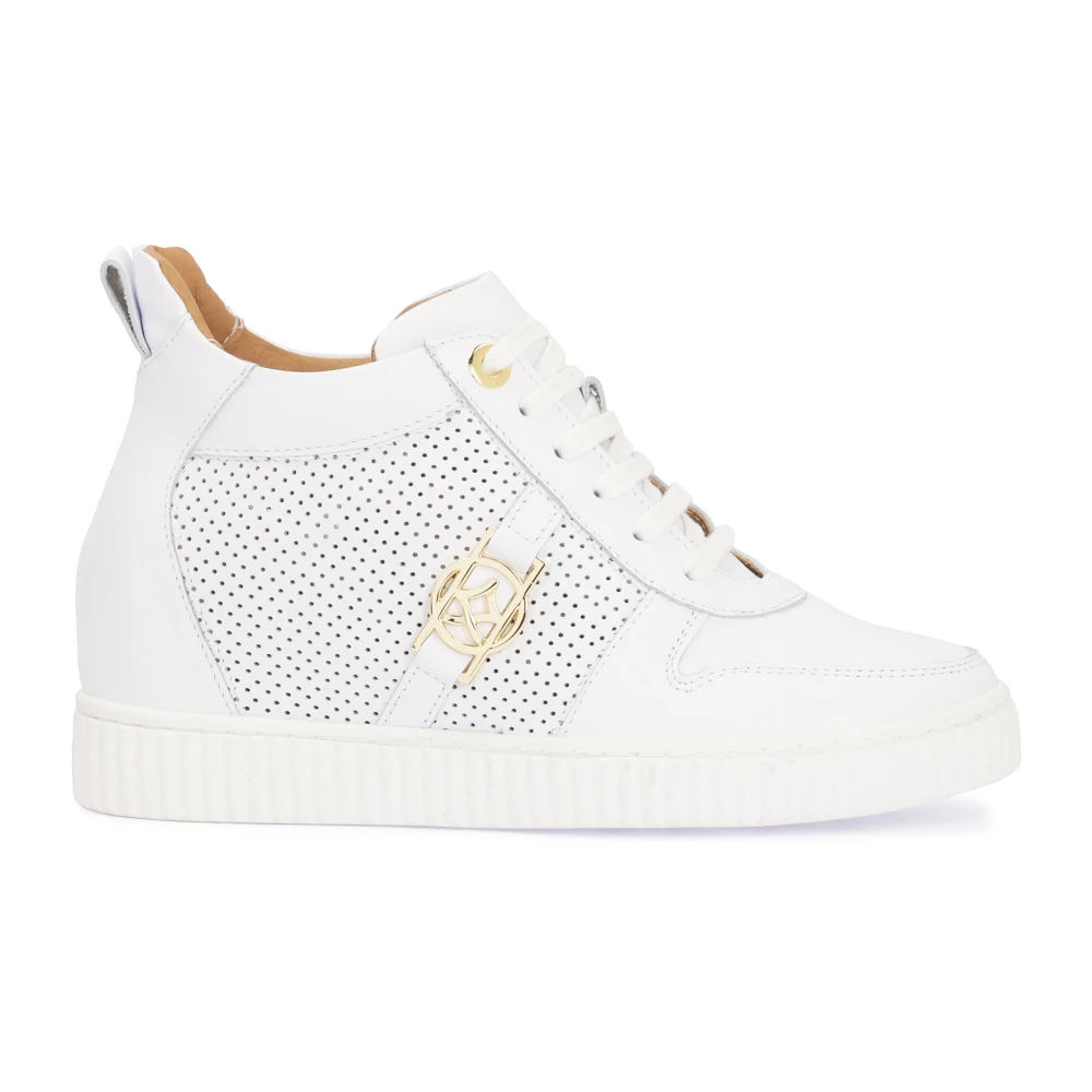 Kazar Witte Leren Geperforeerde Sneakers met Verborgen Anker Dames Schoenen