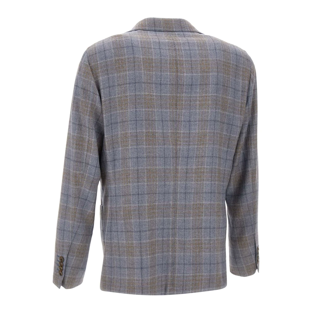 Barba Blauwe Wol Zijden Blazer Slim Fit Multicolor Heren
