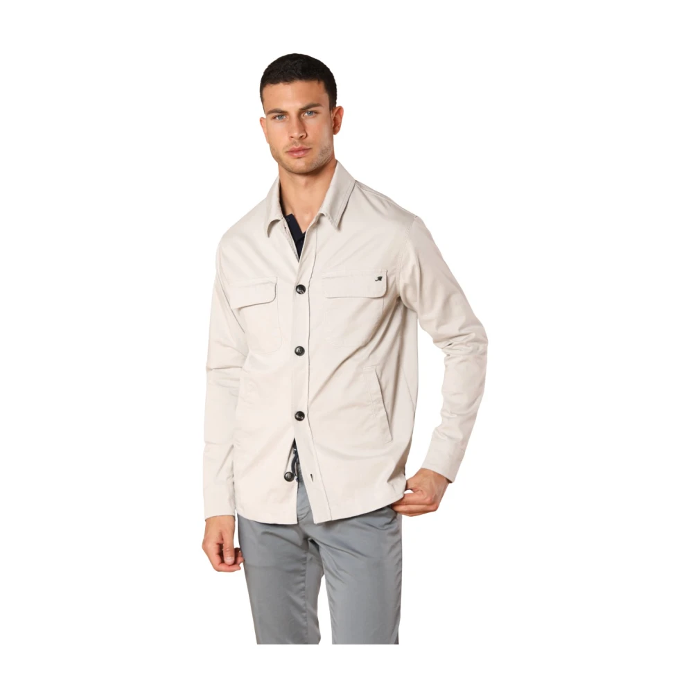 Mason's, Jacka, Herr, XL, Bomull, Tech Satin Overshirt Off-White Vårjacka