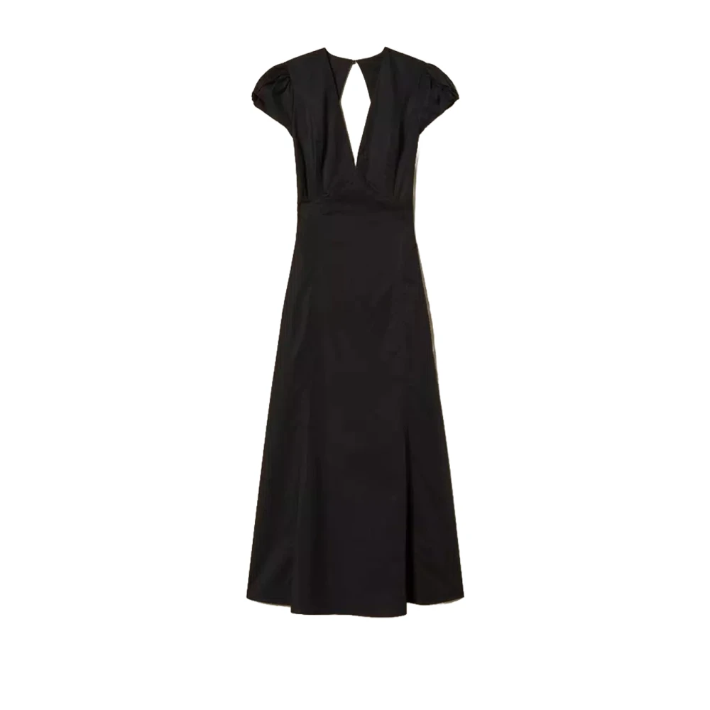 Twinset Women's Black Midi Dresses, Xs, Long Poplin Dress