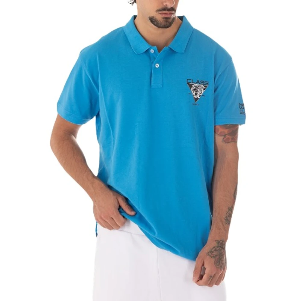 Just Cavalli Heren Logo Polo Shirt Blue Heren