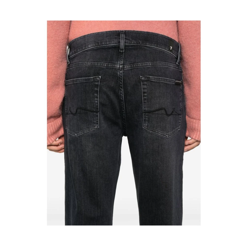 7 For All Mankind Zwarte Slim Fit Denim Jeans Black Heren