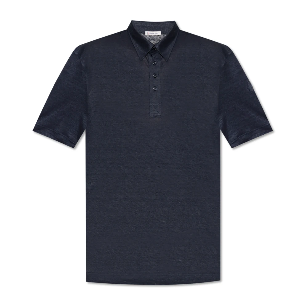 Moncler Blue Polo Shirts, Male, M, Linen Polo