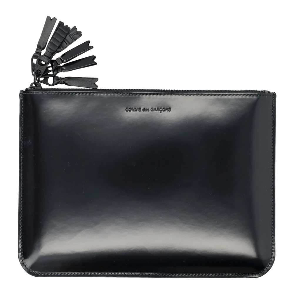 Comme des Garçons Zwarte Leren Tassel Rondom Rits Handtas Black Dames