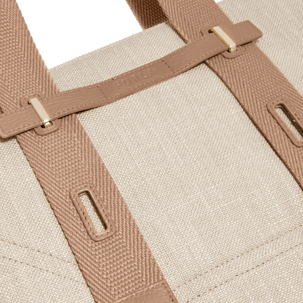 Furla Canvas Tote Tas met Verstelbare Banden Beige Dames