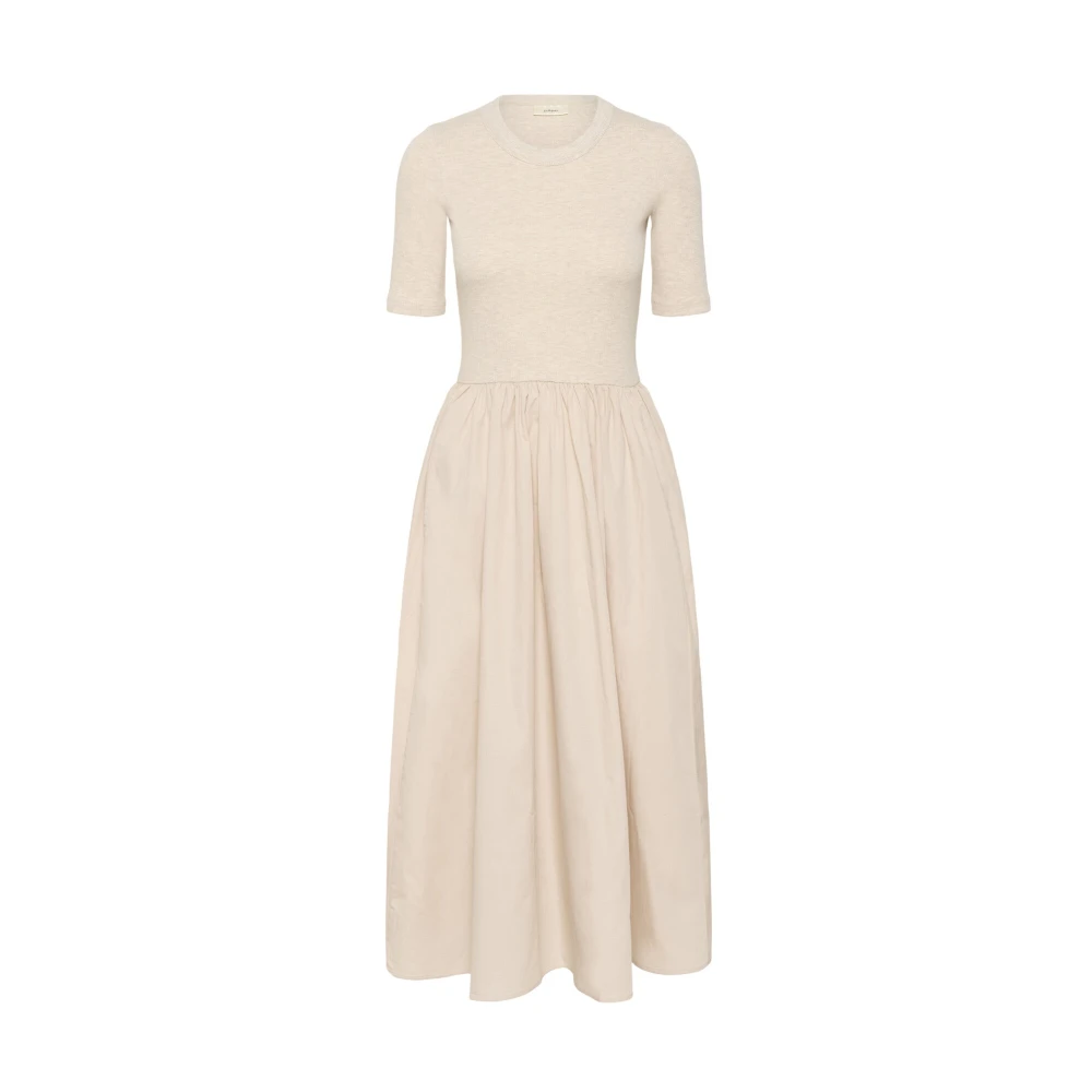 Inwear Beige Feminine Melange Dress With Short Sleeves - Female - Midi Dresses - Xl - Dresses
