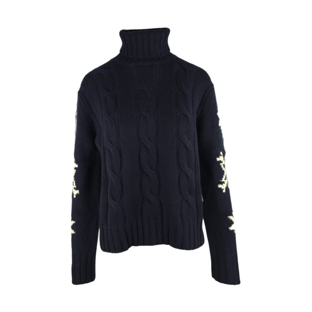 MC2 Saint Barth Blauwe Sneeuwvlok Jacquard Cropped Sweater Blue Dames